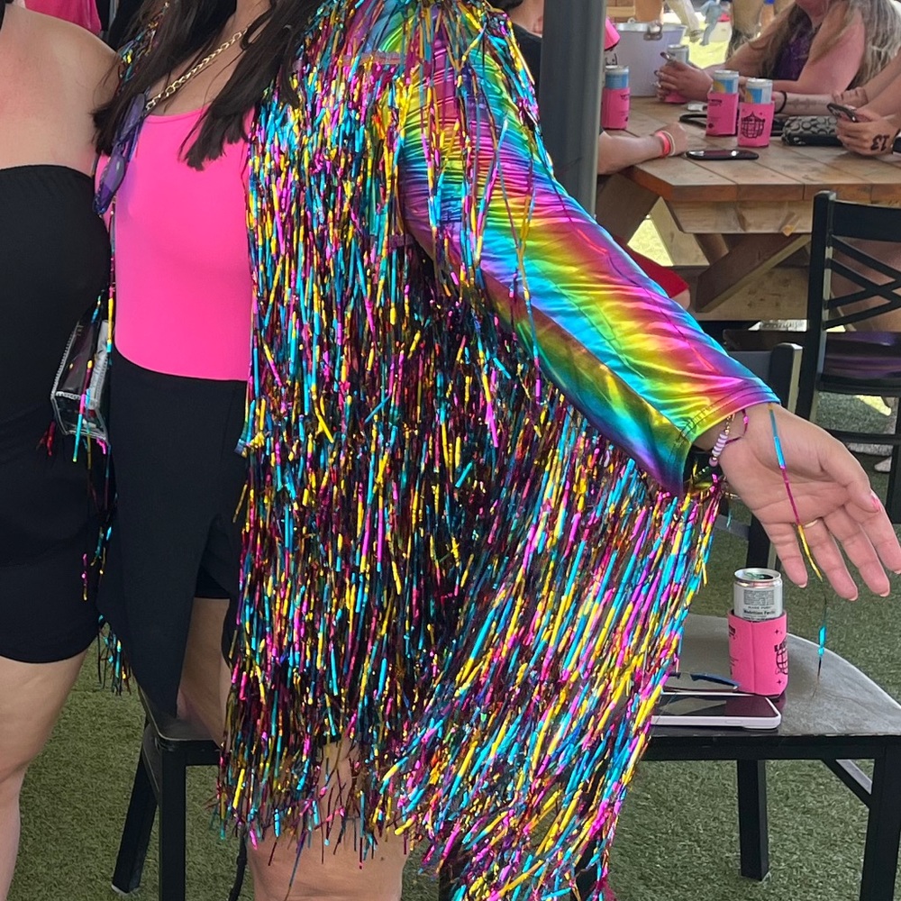 Rainbow Tinsel Fringe Jacket